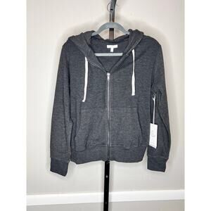 Calme Johnny Was Long Sleeve Cozy Zip Up Hoodie Black Women's Medium NWT